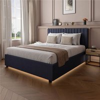 X Maisie Velvet Upholstered Ottoman Bed Storage & LED Lights King