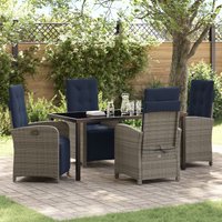 Berkfield Home 5 Piece Garden Dining Set Grey Poly Rattan