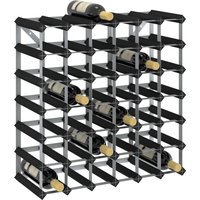 Berkfield Home Wine Rack for 42 Bottles Black Solid Pine Wood