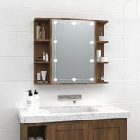 Berkfield Home Mirror Cabinet with LED Brown Oak 70x16.5x60 cm