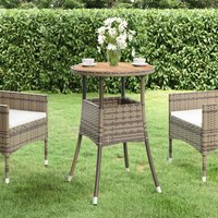 Berkfield Home Garden Table Ø60x75 cm Acacia Wood & Poly Rattan Grey | Size: 60x75 cm