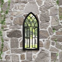 Berkfield Home Garden Mirror Black 70x30 cm Iron for Outdoor Use