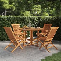 Berkfield Home 5 Piece Folding Outdoor Dining Set Solid Wood Teak in Brown