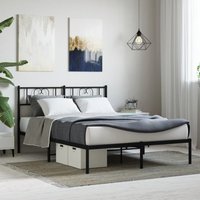 Berkfield Home Metal Bed Frame with Headboard Black 160x200 cm