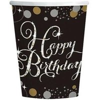 Sparkling Celebration Happy Birthday Paper Cups Pack 8 Gold