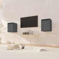 Berkfield Home Wall Cabinets 2 pcs Grey 30x30x40 cm Solid Wood Pine | Size: 30 x 30 x 40 cm