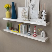 Berkfield Home 2 White MDF Floating Wall Display Shelves Book/DVD Storage