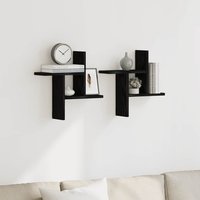 Berkfield Home Wall Shelves 2 pcs Black Oak 38x12x38 cm Engineered Wood | Size: 38 x 12 x 38 cm