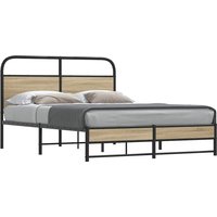 Berkfield Home Bed Frame Without Mattress 120x200 cm Smoked Oak Engineered Wood in Brown | Size: Small Double