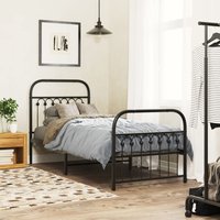 Berkfield Home Metal Bed Frame without Mattress with Footboard Black 75x190cm | Size: 75x190 cm