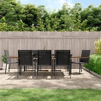 Berkfield Home 9 Piece Garden Dining Set Black Textilene & Steel