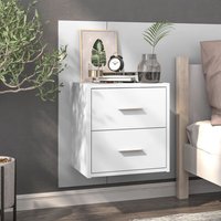 Berkfield Home Wall-mounted Bedside Cabinet High Gloss White