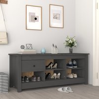 Berkfield Home Shoe Cabinet Grey 110x38x45.5 cm Solid Wood Pine