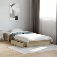 Berkfield Home Bed Frame with Drawers without Mattress Sonoma Oak 100x200 cm in Brown