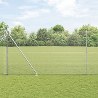 Berkfield Home Welded Wire Fence with 13 Spike Posts 1.5x25 m Galvanised Steel in Silver
