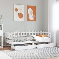 Berkfield Home Daybed with Drawers without Mattress White 90x190 cm Single Solid Wood