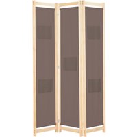 Berkfield Home 3-Panel Room Divider Brown 120x170x4 cm Fabric | Size: 120 x 170 x 4 cm