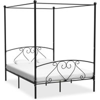 Berkfield Home Canopy Bed Frame Black Metal 160x200 cm