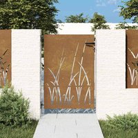 Berkfield Home Garden Gate 85x125 cm Corten Steel Grass Design in Brown
