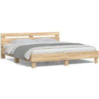 Berkfield Home Bed Frame with LED without Mattress Sonoma Oak 200x200 cm in Brown