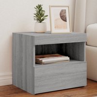 Berkfield Home Bedside Cabinets with LED Lights 2 pcs Grey Sonoma 50x40x45 cm | Size: 50 x 40 x 45 cm