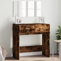 Berkfield Home Dressing Table with Mirror Smoked Oak 80x39x80 cm in Brown | Size: 80 x 39 x 80 cm