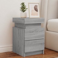 Berkfield Home Bedside Cabinets with LED Lights 2 pcs Grey Sonoma 35x39x55 cm | Size: 35 x 39 x 55 cm