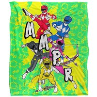 Power Rangers Mmpr Group Attack Silky Touch Super Soft Throw Blanket 152 X 127 cm in White