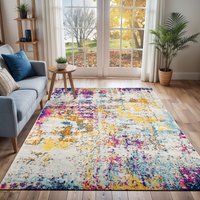 Sunderland Abstract Grey Modern Marble Living Dining Bedroom Rug cm x 220 cm