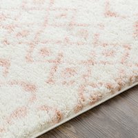 Aliyah Shag Shaggy Ivory Global Plush Soft Pile Living Bedroom Rug Rose cm x 275 cm