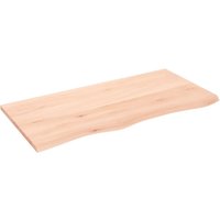 Berkfield Home Wall Shelf 100x50x2 cm Untreated Solid Wood Oak in Brown | Size: 100 x 50 x 2 cm