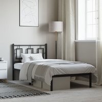Berkfield Home Metal Bed Frame without Mattress with Headboard Black 90x190cm | Size: 90x190 cm