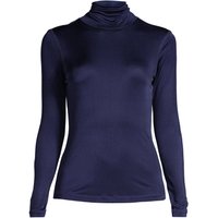 Lands' End Women's Lightweight Silk Interlock Roll Neck Top in Navy | Size: 8