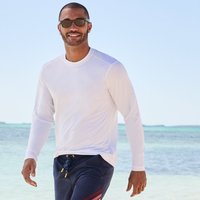 Lands' End Men's Long Sleeve Rash Vest in White | Size: 2XL