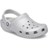 Crocs Girl's Toddler Classic Glitter Clog in Silver | Size: Infant 6