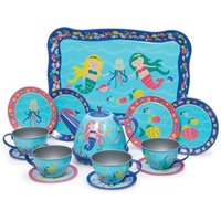 Schylling Mermaid Tin Tea Set in Bright Blue