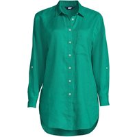 Lands' End Women's Linen Roll Sleeve Relaxed Tunic Shirt in Green | Size: 10-12