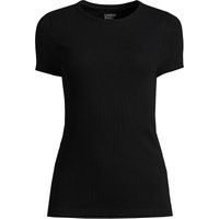 Lands' End Women's Plus Micro Rib Crew Neck T-shirt in Black | Size: 24-26