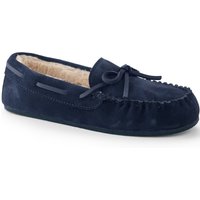 Lands' End Women's Suede Moccasin Slippers in Navy | Size: 9
