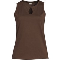 Lands' End Women's Supima Cotton Keyhole Vest Top in Dark Brown | Size: 20