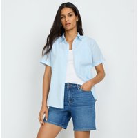 Lands' End Women's Petite Recover Denim Shorts, Mid Rise in Indigo | Size: 12