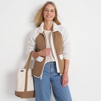 Lands' End Women's Sherpa & Quilt Jacket | Size: 16-18