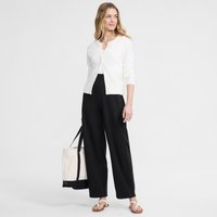 Sport Knit Barrel Leg Trousers High Waisted