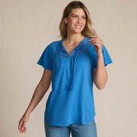Lands' End Women's Slub Cotton Flutter Sleeve Top in Cobalt | Size: 20