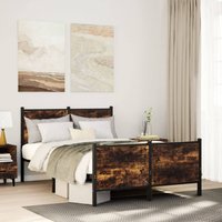 Metal Bed Frame without Mattress Smoked Oak 120x200 cm Double