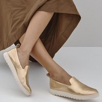 Vionic Women's Uptown Willa Loafer/Moc Loafers in Gold | Size: 4
