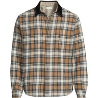 Lands' End Men's Flannel Shirt with Corduroy Collar in Brown | Size: Medium