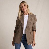 Lands' End Women's Checked Blazer in Tan | Size: 14