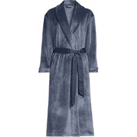 Lands' End Women's Ribbed Velour Dressing Gown in Blue | Size: 10-12