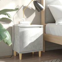 Berkfield Home Bed Cabinet with Solid Wood Legs Concrete Grey 40x30x50 cm | Size: 40 x 30 x 50 cm